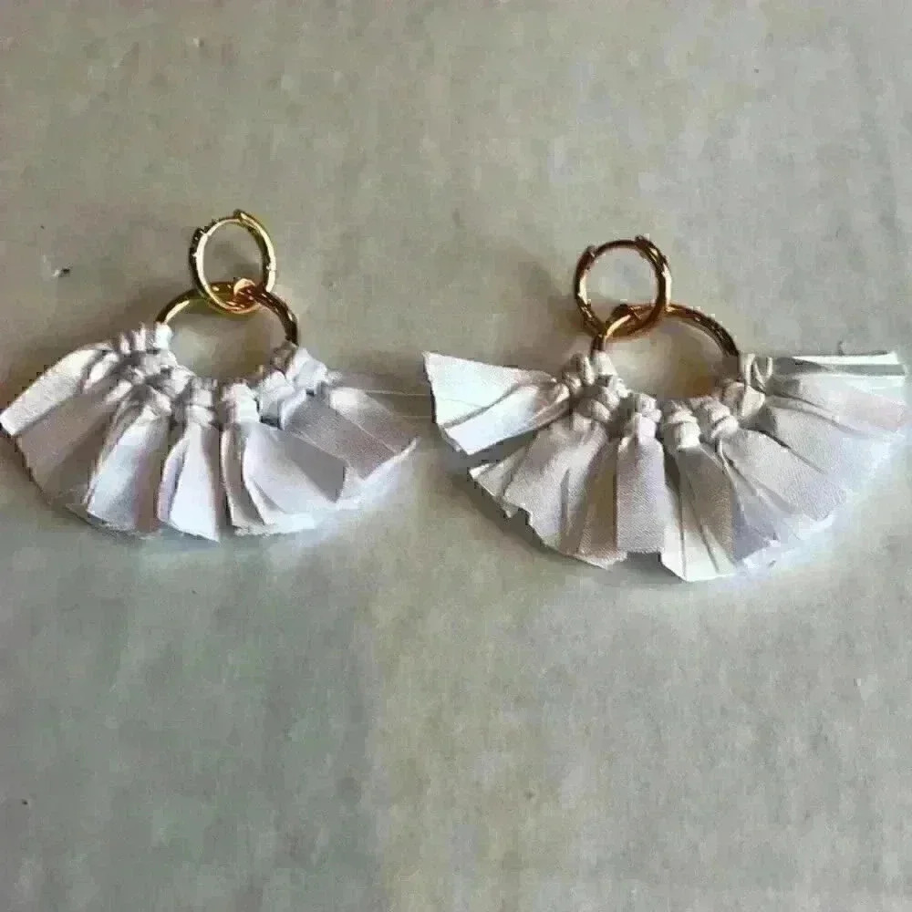 J Crew new Fabric Fan Earrings in White - Picture 5 of 8